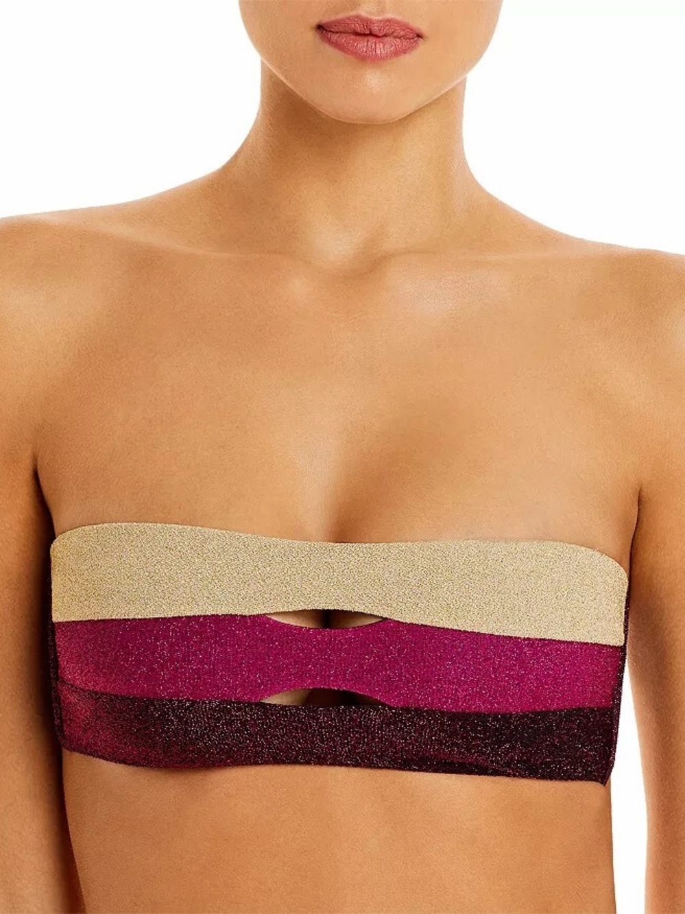 PQ Swim Gold, Magenta & Black Glitter Bandeau Bikini set